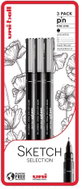 UNI PIN - Sketch Selection set of 3 liners, black - Fineliner Pens