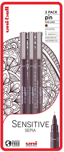 UNI PIN - Sensitive Sepia set of 3 liners, sepia - Fineliner Pens - Main image