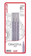 UNI PIN - Graceful Grey set of 3 liners, light grey - Fineliner Pens