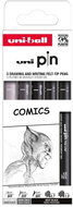UNI PIN Drawing Comics (0.7 mm / 1.0 mm / BR) - set of 5 - Fineliner Pens