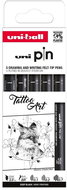 UNI PIN Drawing Tatto Art (0.1 mm, 0.2 mm, 0.7 mm, BR, CS3), black - set of 5 - Fineliner Pens