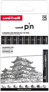 UNI PIN Classic (0.03 mm / 0.1 mm / 0.3 mm / 0.5 mm / 0.7 mm / 0.9 mm / 1.2 mm / BR), black - set of - Fineliner Pens