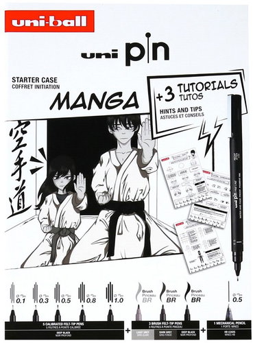 UNI PIN gift set Manga, 8 liners + SHALAKU micropencil - Fineliner Pens - Main image