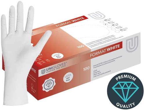 Unigloves Nitrile Gloves White - Format White XS - Medical Gloves - Main image