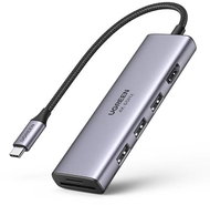 Ugreen CM511 HUB adaptér USB-C - 3 × USB 3.2 / HDMI 4K / SD TF, šedý - USB Hub