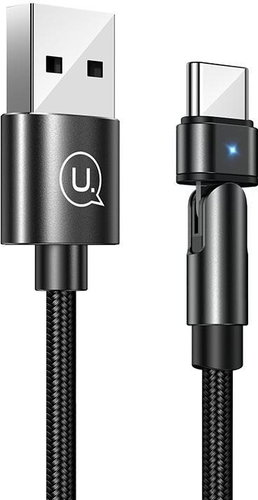 USAMS US-SJ477 U60 Type-C Rotatable Charging Cable 1m Black - Power Cable - Main image
