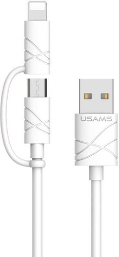 USAMS US-SJ077 2 in 1 Data Cable Lightning + microUSB white - Adatkábel - Fő fotó