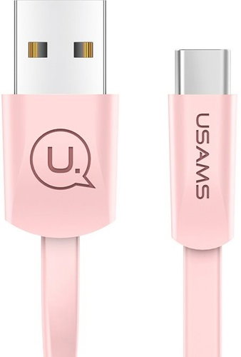 USAMS US-SJ200 U2 Type-C (USB-C) to USB Flat Data Cable 1.2m Pink - Data Cable - Main image