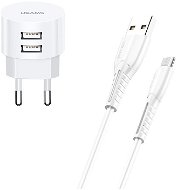USAMS T20 Dual USB Round Travel Charger + U35 micro USB Cable White - AC Adapter