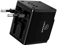 USAMS US-CC044 T2 Dual USB Universal Travel Charger (US / AU / EU / UK) black - Utazó adapter