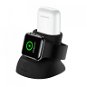 USAMS US-ZJ051 2in1 Silicon Charging Holder For Apple Watch And AirPods black - Ständer
