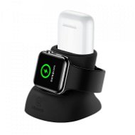 USAMS US-ZJ051 2in1 Silicon Charging Holder For Apple Watch And AirPods black - Ständer