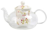 KETTLE FOR TEA, ROSES, GLASS, CERAM. LID AND SIEVE 0.6L - Teapot