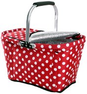RED AND WHITE DOTS THERMO SHOPPING BASKET 48X28X28CM - Shopping Basket