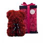 Teddy Bear Romantic 25cm gift wrapped - red covered with dark red leaves - Rose Bear