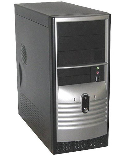 FOXCONN MiddleTower 3GTS-02 černo-stříbrný (black-silver), ATX 400W P4, 3x5.25", 2x+2x 3.5", 90mm ch - PC Case - Main image