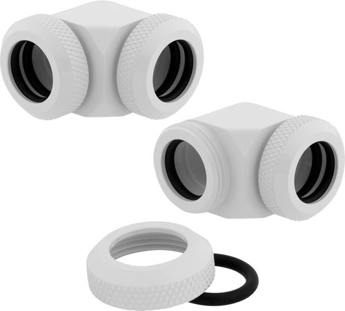 Corsair Hydro X Series XF Hardline 90° 12mm OD Fitting Twin Pack White - Fitting - Hlavní obrázek