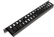 VALUE 19'' 1U, metal panel with cover, through, 40×60mm, black - Cable Organiser