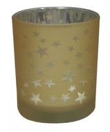 GOBA Christmas candle holder - glass, golden stars - Christmas Candlestick