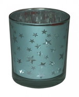 GOBA Christmas candle holder - glass, mint stars S - Christmas Candlestick