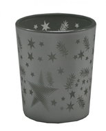 Goba Svícen skleněný M Vánoce stříbrný 9306074 - Christmas Candlestick