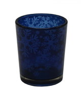 GOBA Christmas candle holder - glass, blue flakes S - Christmas Candlestick