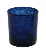 GOBA Christmas candle holder - glass, blue flakes M - Christmas Candlestick