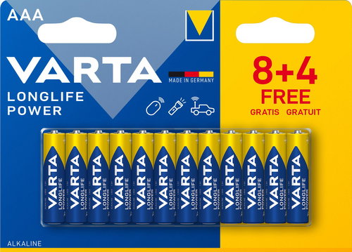 VARTA Longlife Power 8+4 AAA (Double Blister) - Eldobható elem - Fő fotó