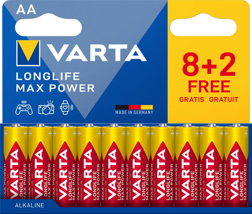VARTA Longlife Max Power 8+2 AA (Plastic free Double Blister) - Einwegbatterie - Hauptbild
