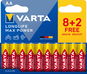 VARTA Longlife Max Power 8+2 AA (Plastic free Double Blister) - Einwegbatterie