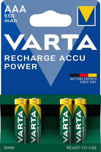 VARTA Wiederaufladbare Batterien Recharge Accu Power AAA 550 mAh R2U 4 Stück - Aufladbare Batterie - Hauptbild