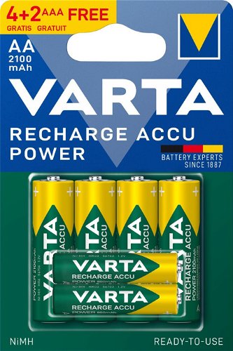 VARTA nabíjecí baterie Recharge Accu Power AA 2100 mAh R2U 4ks + AAA 800  mAh R2U 2ks from 6,190 Ft - Rechargeable Battery