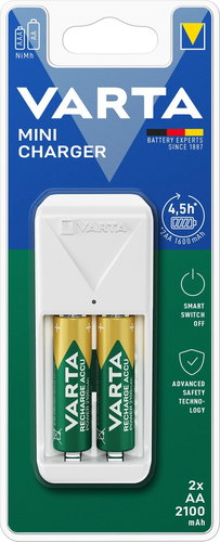 VARTA Ladegerät Mini Charger + 2 AA 2100 mAh - Ladegerät mit Ersatzakku - Hauptbild