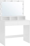 VASAGLE stolek, bílý, industriální design, MDF a sklo, 80 × 40 × 140 cm - Toaletní stolek