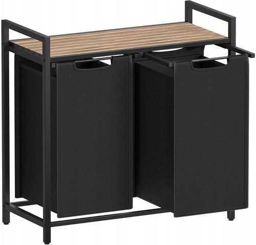 Vasagle Two-piece laundry basket with shelf 92 l, brown-black - Laundry Basket - Main image