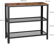 VASAGLE table Brown/Black, industrial design in laminate and steel, 101,5 × 35 × 80 cm - Console Table