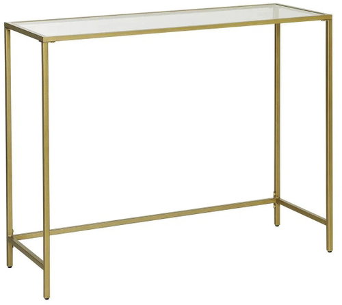 VASAGLE Gold/Transparent, glass table with steel structure, 100,5 × 20 × 80 cm - Console Table - Main image