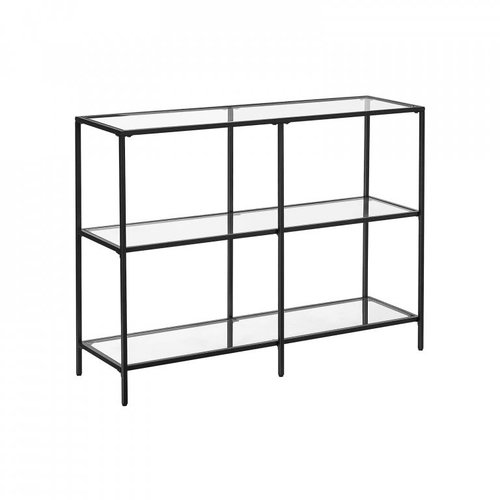 VASAGLE Black/Grey, elegant glass table with steel frame, 100,5 × 20 × 80 cm - Console Table - Main image