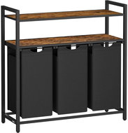 Vasagle Prádelní koš 3 × 40 l se dvěma policemi 92 × 92 × 33 cm, černohnědý - Laundry Basket