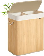Vasagle Prádelní koš s víkem bambusový 2 přihrádky 100 litrů, přírodní - Laundry Basket