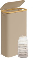Vasagle Folding laundry basket with lid Oxford fabric 65 l removable liner 42 × 71 × 23 cm, brown - Laundry Basket