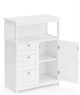 VASAGLE Volně stojící koupelnová skříňka se 3 zásuvkami bílá - Bathroom Cabinet