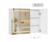 VASAGLE Zrcadlová skříňka do koupelny s elektrickou zásuvkou, osvětlováním 80 × 60 × 16,5 bílá - Bathroom Cabinet