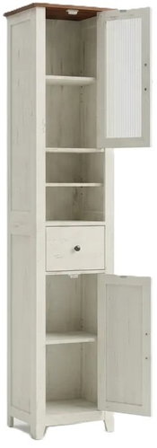 VASAGLE LIRY 32 × 171 × 33 cm rustikální bílá a hnědá - Bathroom Cabinet - Main image