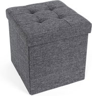 SONGMICS Stool, grey, MDF, without legs, with storage 38 × 38 × 38 cm - Ottoman
