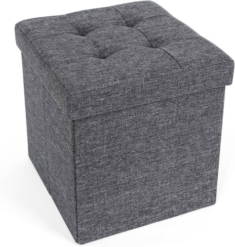SONGMICS Stool, grey, MDF, without legs, with storage 38 × 38 × 38 cm - Ottoman - Main image