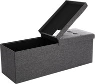 SONGMICS Stool, grey, wood, rectangular, without legs, with storage 110 × 38 × 38 cm - Ottoman