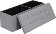 SONGMICS Stool, grey, MDF, rectangular, without legs, with storage, 110 × 38 × 38 cm - Ottoman