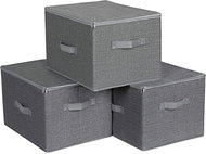 SONGMICS Storage box, set of 3, non-woven, with insert, grey 40 × 30 × 25 cm - Storage Box