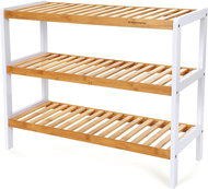 SONGMICS Shoe rack white-gold, bamboo, shelf, 70 × 26 × 55 cm - Shoe Rack